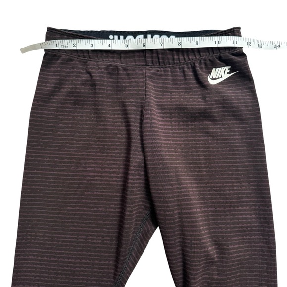 Nike Leggings Womens Small Leg A See Maroon Stripe Cotton Elastic Waist Mid Rise - Picture 6 of 9